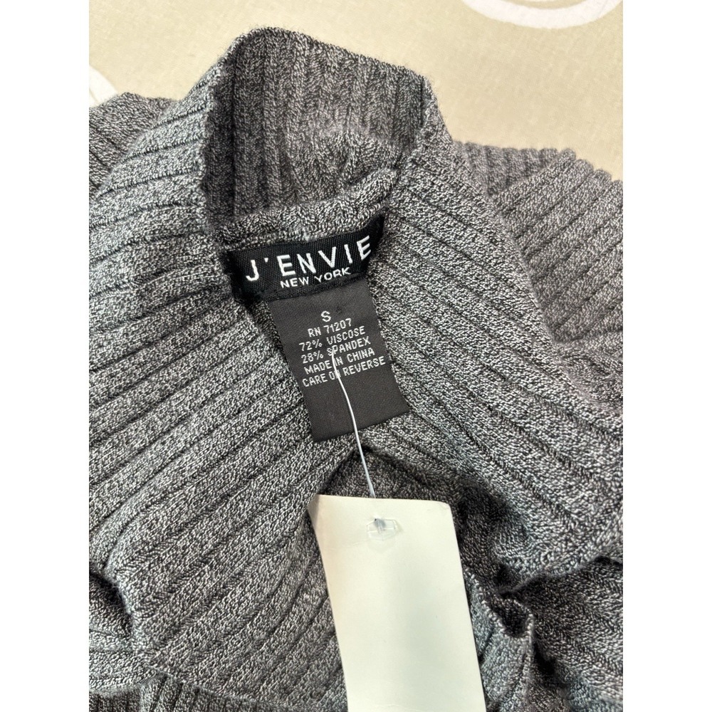 J. Envie New York Gray Ribbed Mock Neck Sweater Top S NWT Soft Stretch MSRP $209 - Picture 5 of 7